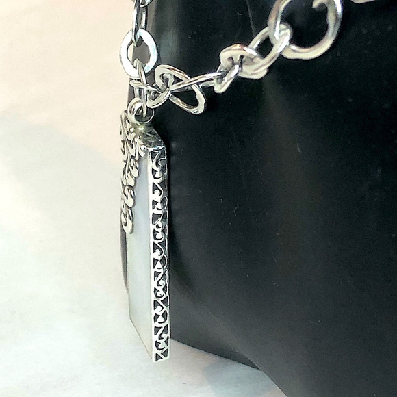 LOIS HILL Sterling Silver Cut Out Mother Of Pearl Open Link Toggle Necklace NWOT - Picture 15 of 17